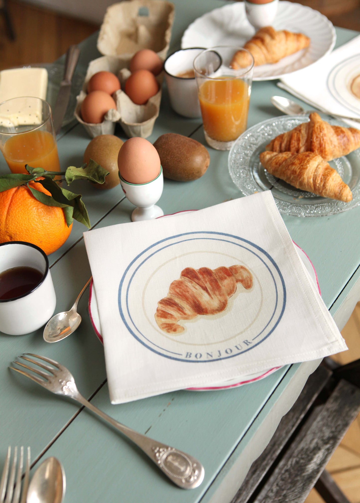 Serviettes *Petit dejeuner*. Lot de 4 pièces.