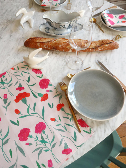 Serviettes de table *Oeillets*. À l'unité.