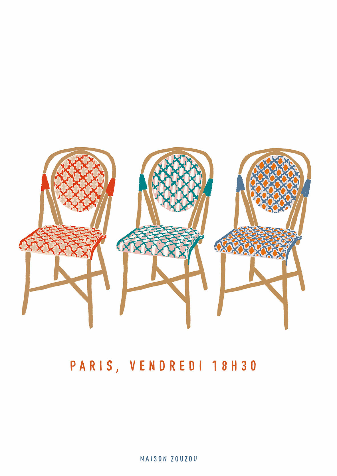 Illustration *Trio chaises bistrot*