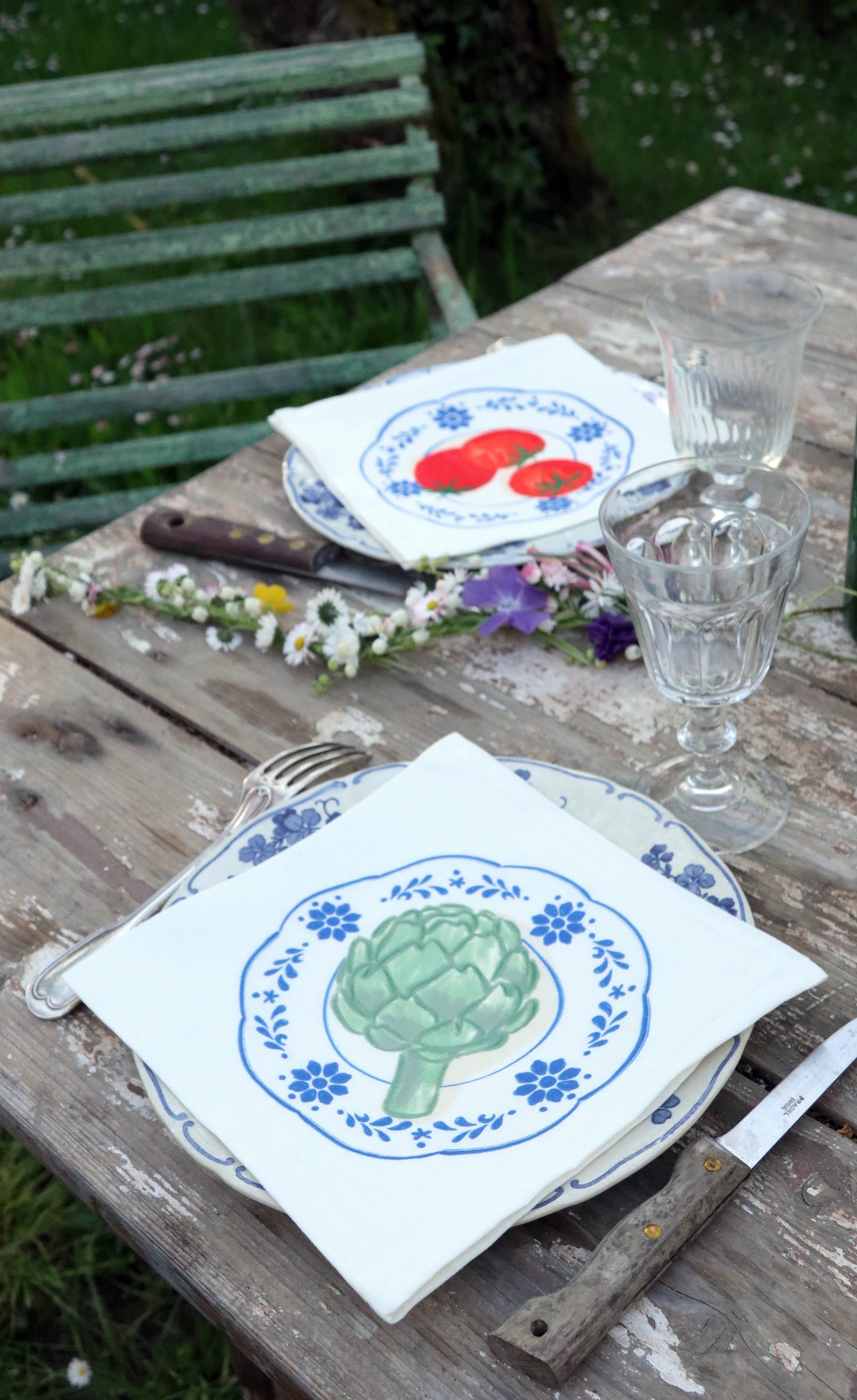 Serviettes *Légumes de printemps*. À l'unité