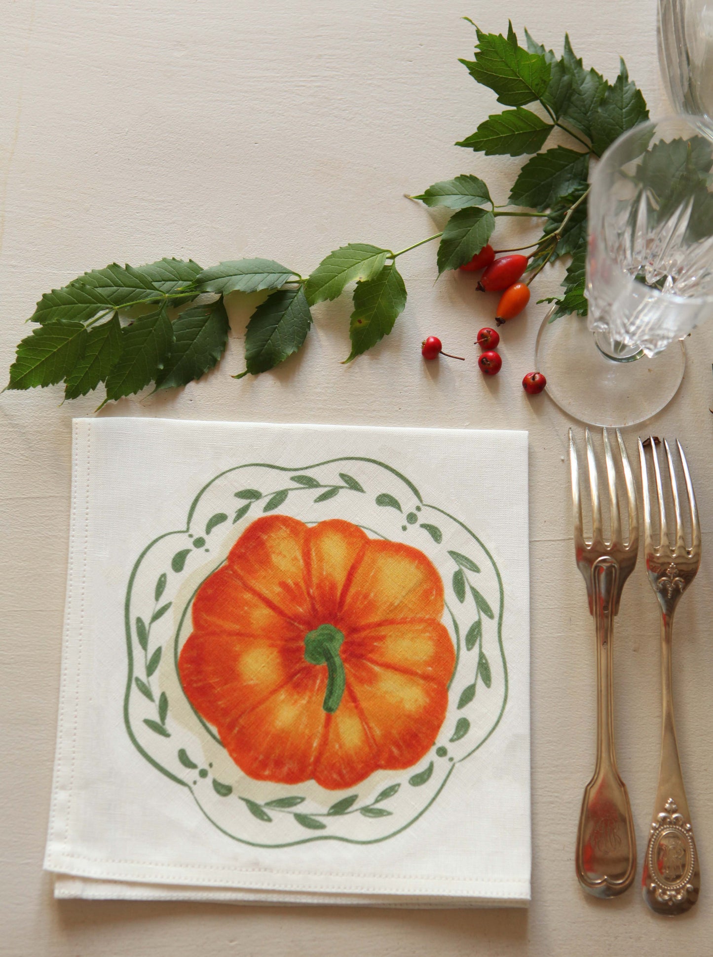 Napkins *Autumn vegetables*. Set of 6 pieces.
