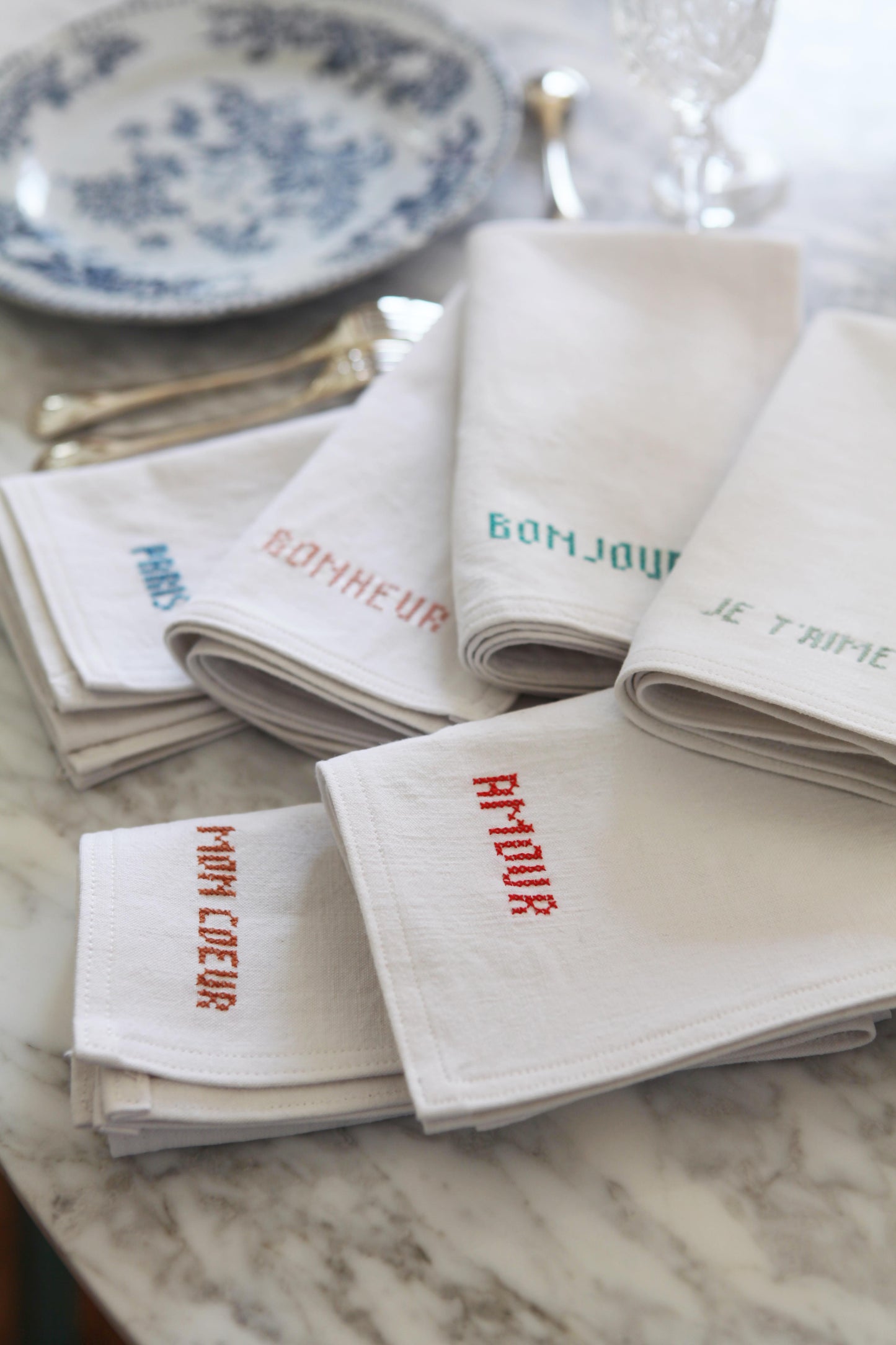Personalized embroidered napkins. Individually.