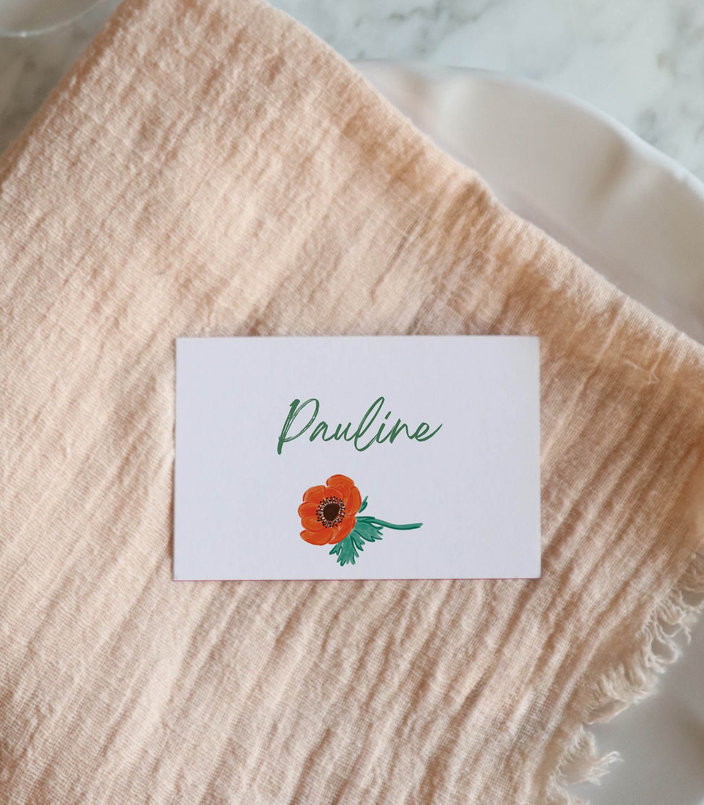 Menu et marque-places Langage des fleurs.