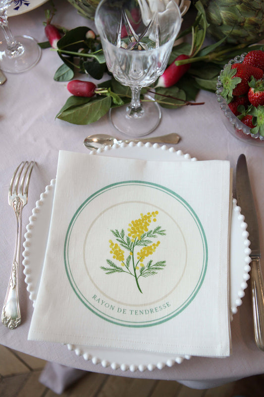 Serviettes en lin *Le Langage des fleurs*. À l'unité