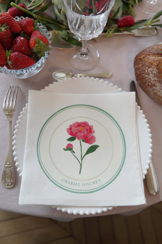 Serviettes en lin *Le langage des fleurs*. Lot de 6 pièces.