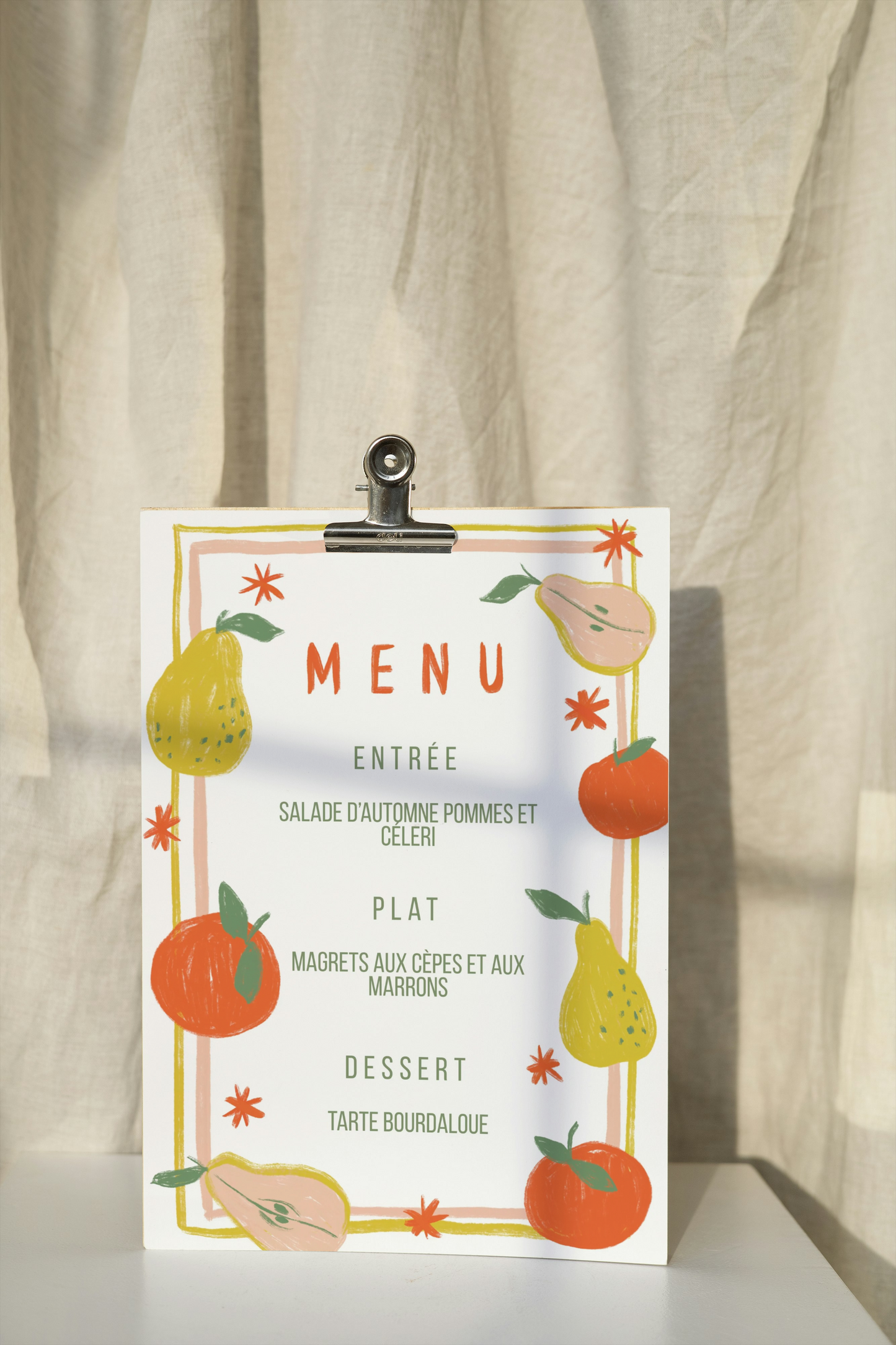 Menu Poires & Clémentines