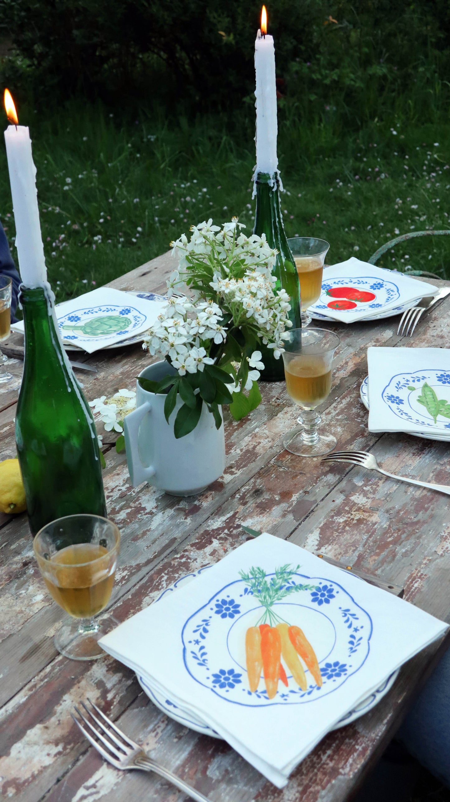 Napkins *Spring vegetables*. Set of 6 pieces.