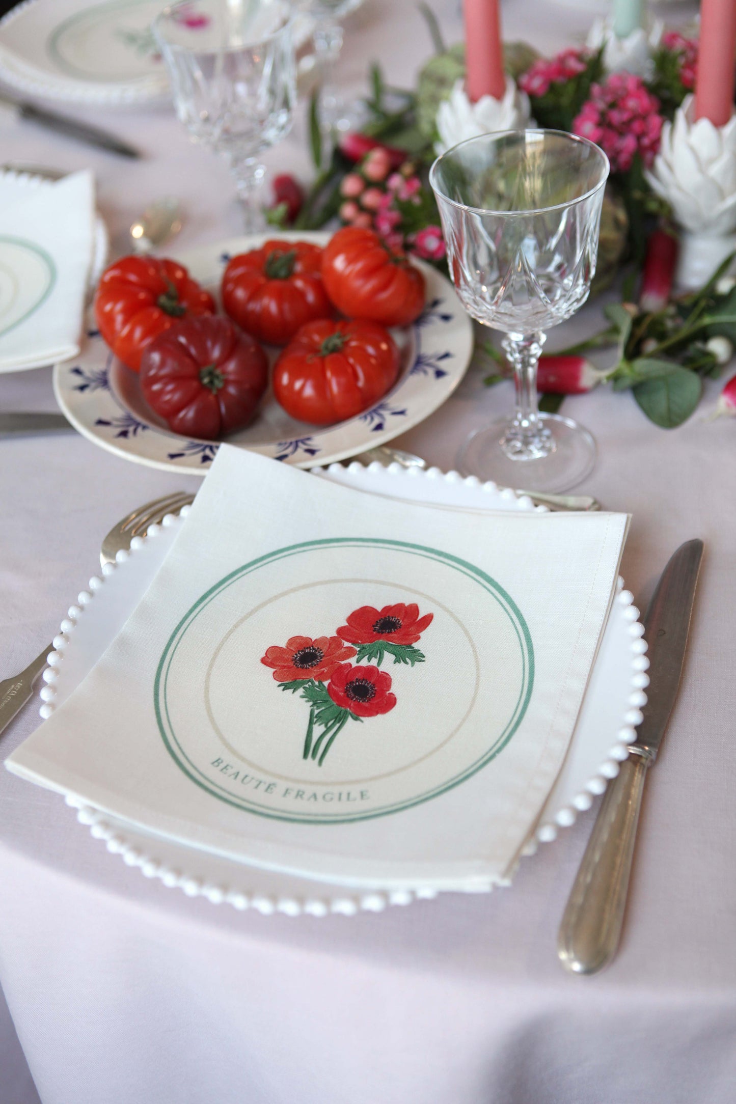 Napkins *Spring vegetables*. Set of 6 pieces.