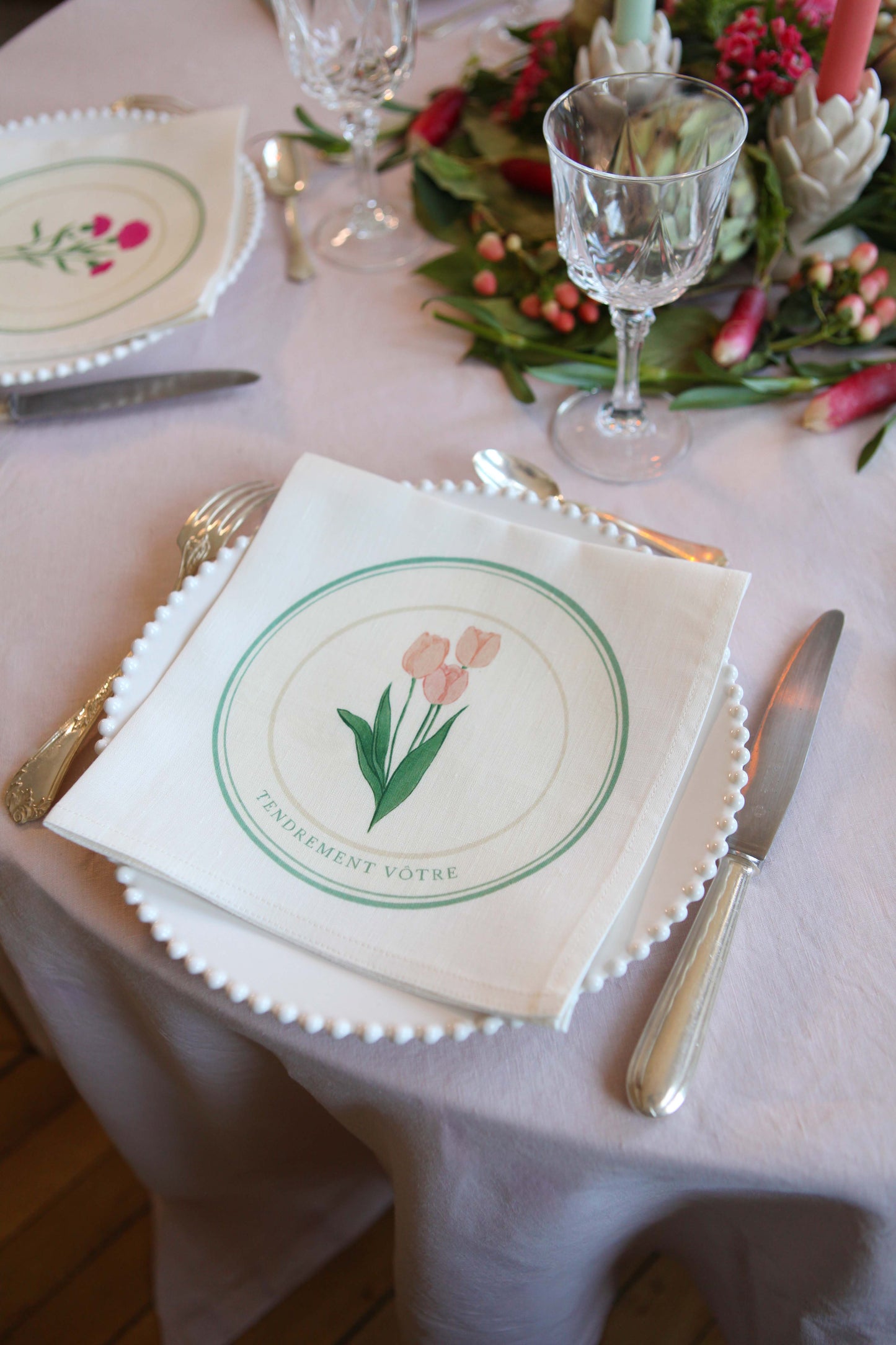 Napkins *Spring vegetables*. Set of 6 pieces.